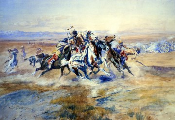 アメリカインディアン Painting - 1903年の攻撃 チャールズ・マリオン・ラッセル アメリカ・インディアン